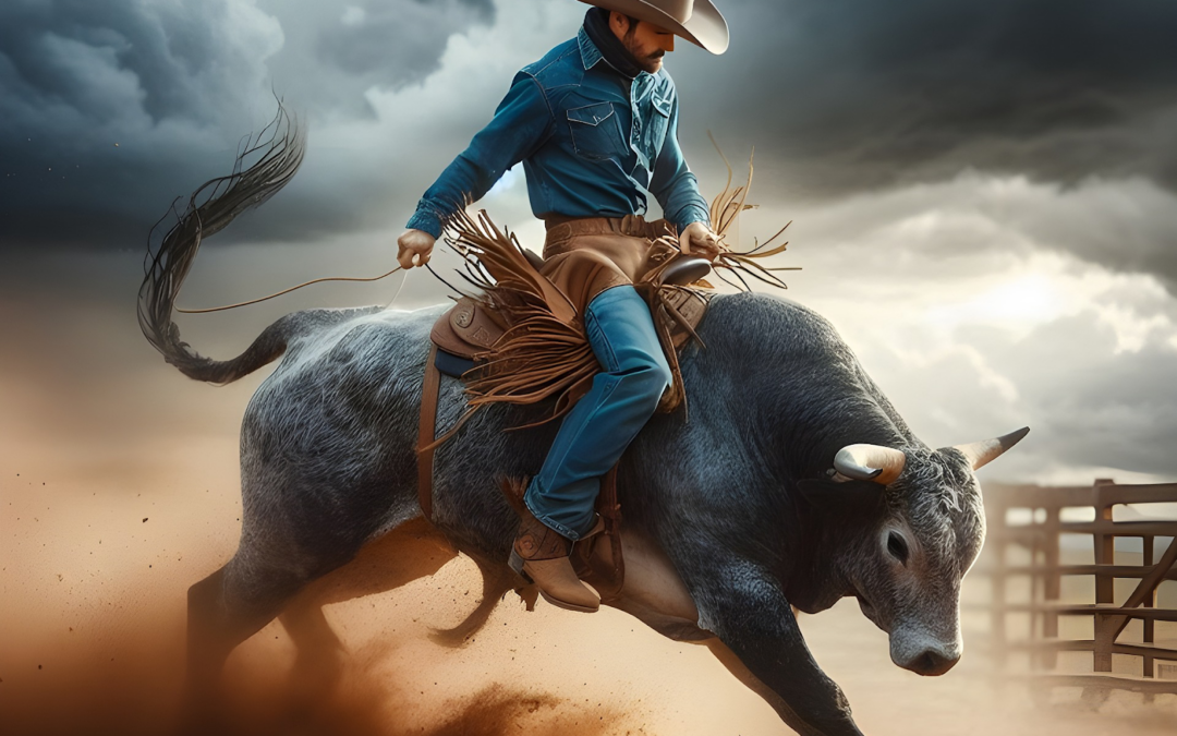 Man riding a bull